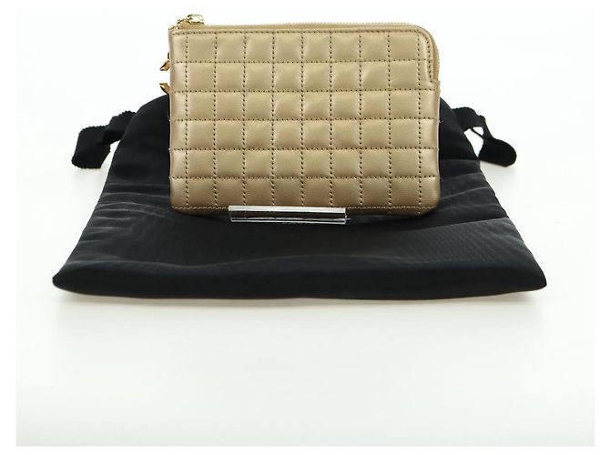 Céline CELINE C Charm Münzbeutel Leder Gold Authentisch am11616V Golden - Ansicht 12