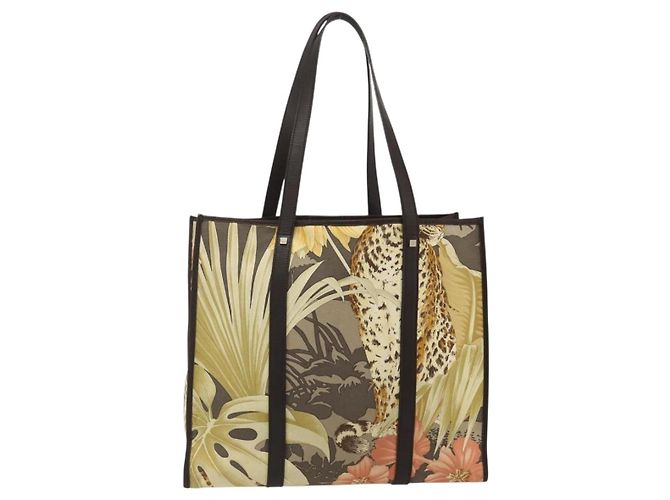 Borsa Tote Salvatore Ferragamo in nylon marrone e oro Auth 179217A D'oro - vista 2