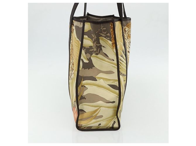 Borsa Tote Salvatore Ferragamo in nylon marrone e oro Auth 179217A D'oro - vista 3