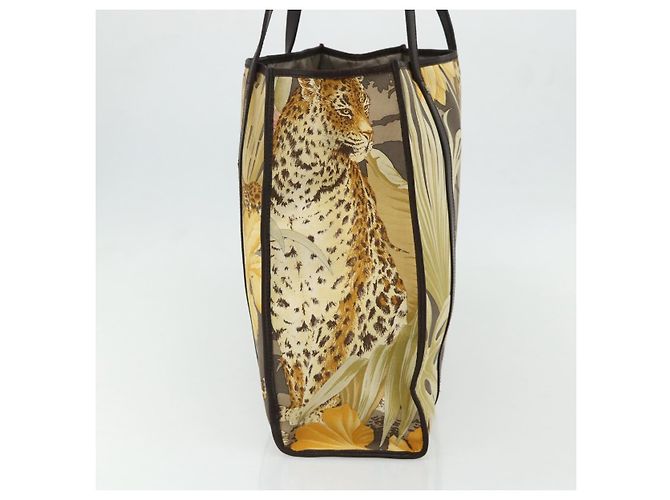 Borsa Tote Salvatore Ferragamo in nylon marrone e oro Auth 179217A D'oro - vista 4