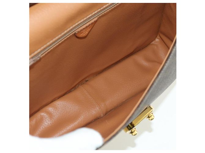 Céline Borsa CELINE Macadam Canvas PVC Pelle 2way Marrone Oro Auth am11580V D'oro - vista 11