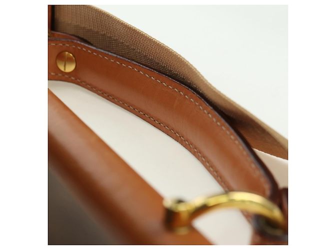 Céline Borsa CELINE Macadam Canvas PVC Pelle 2way Marrone Oro Auth am11580V D'oro - vista 14