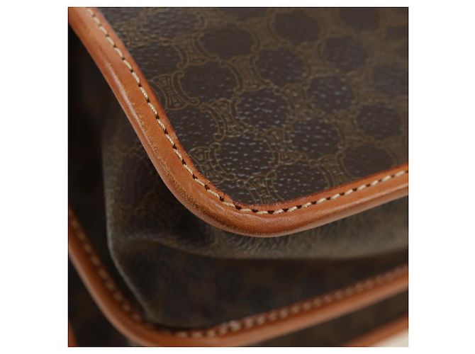 Céline Borsa CELINE Macadam Canvas PVC Pelle 2way Marrone Oro Auth am11580V D'oro - vista 16