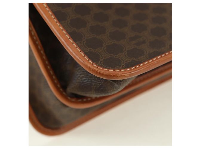 Céline Borsa CELINE Macadam Canvas PVC Pelle 2way Marrone Oro Auth am11580V D'oro - vista 18