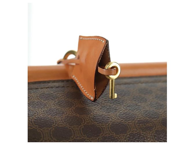 Céline Borsa CELINE Macadam Canvas PVC Pelle 2way Marrone Oro Auth am11580V D'oro - vista 20