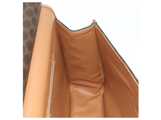 Céline Borsa CELINE Macadam Canvas PVC Pelle 2way Marrone Oro Auth am11580V D'oro - vista 23