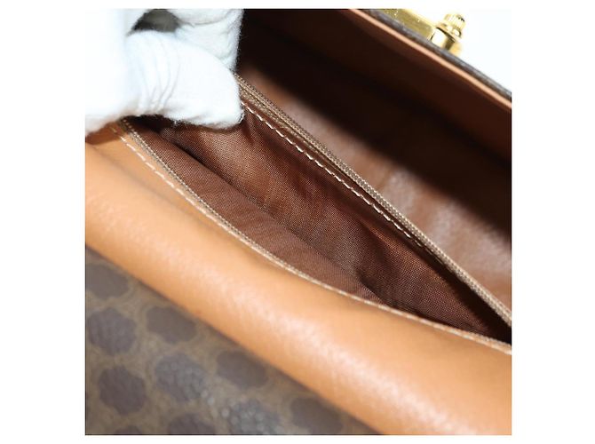 Céline Borsa CELINE Macadam Canvas PVC Pelle 2way Marrone Oro Auth am11580V D'oro - vista 26