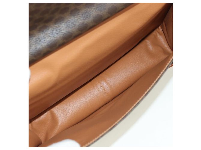 Céline Borsa CELINE Macadam Canvas PVC Pelle 2way Marrone Oro Auth am11580V D'oro - vista 28