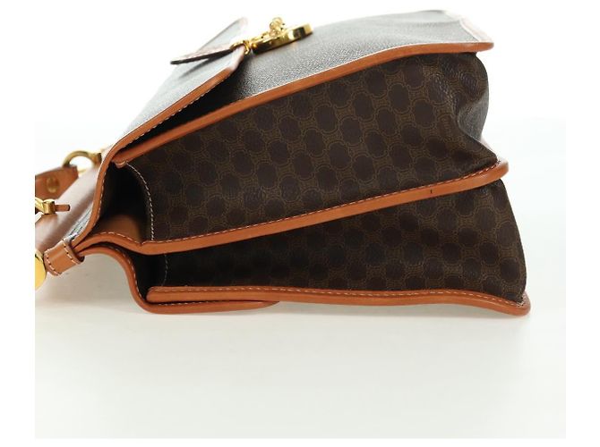 Céline Borsa CELINE Macadam Canvas PVC Pelle 2way Marrone Oro Auth am11580V D'oro - vista 3