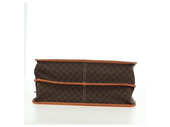 Céline Borsa CELINE Macadam Canvas PVC Pelle 2way Marrone Oro Auth am11580V D'oro - vista 5