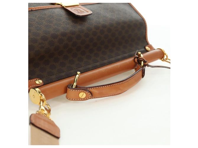 Céline Borsa CELINE Macadam Canvas PVC Pelle 2way Marrone Oro Auth am11580V D'oro - vista 6