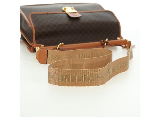 Céline Borsa CELINE Macadam Canvas PVC Pelle 2way Marrone Oro Auth am11580V D'oro - vista 8