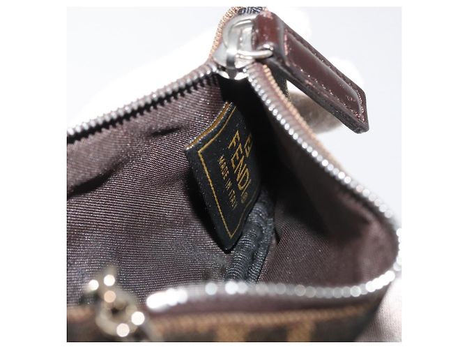 FENDI Zucca Canvas Monedero Marrón Negro Auth 178390 Castaño - vista 10