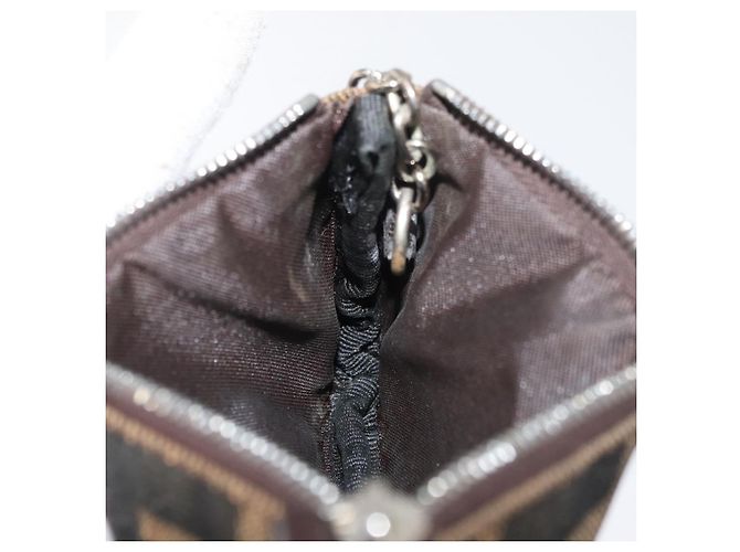 FENDI Zucca Canvas Monedero Marrón Negro Auth 178390 Castaño - vista 18