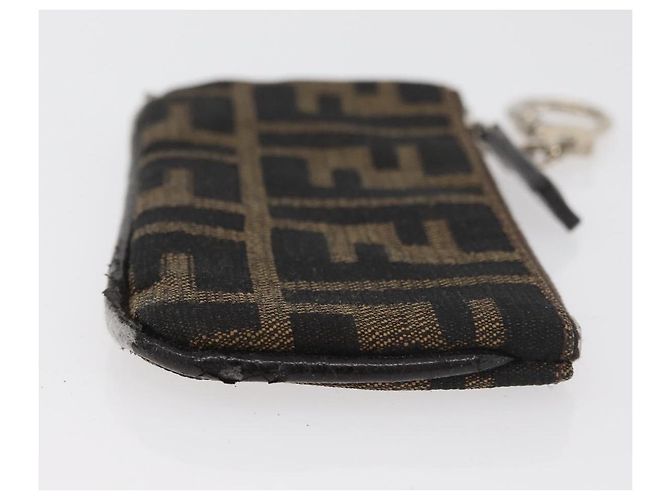 FENDI Zucca Canvas Monedero Marrón Negro Auth 178390 Castaño - vista 3