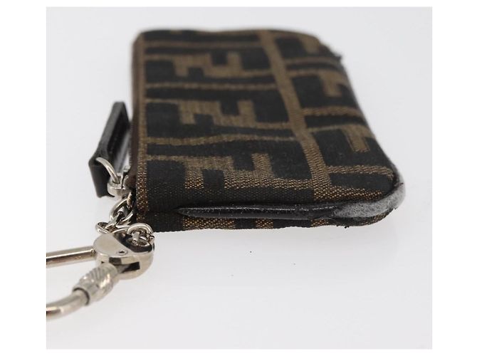 FENDI Zucca Canvas Monedero Marrón Negro Auth 178390 Castaño - vista 4