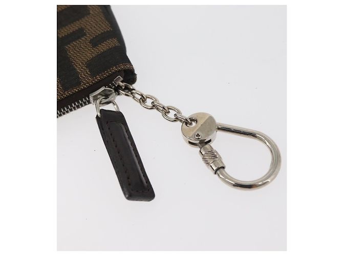FENDI Zucca Canvas Monedero Marrón Negro Auth 178390 Castaño - vista 7