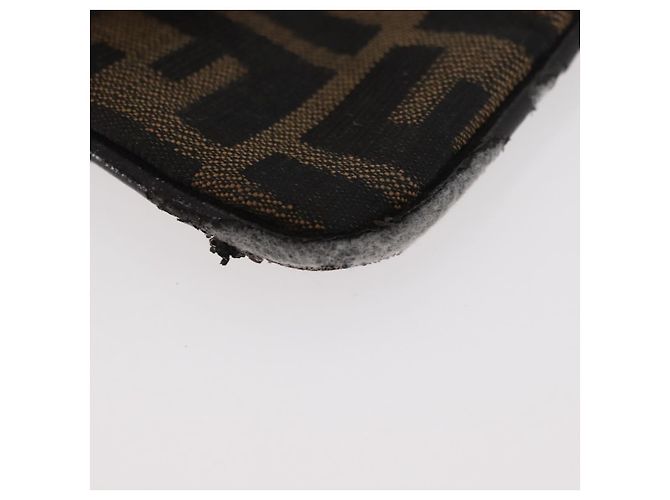 FENDI Zucca Canvas Monedero Marrón Negro Auth 178390 Castaño - vista 8