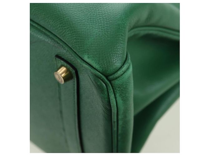 Hermès Borsa HERMES Birkin 35 in pelle verde oro Autentica 179183SAM D'oro - vista 11