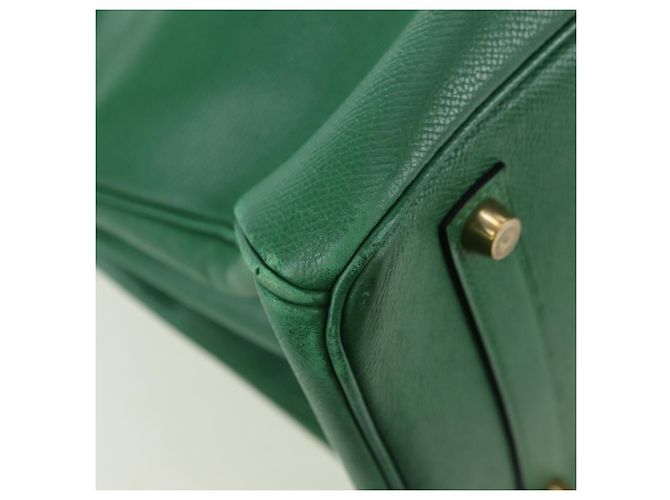 Hermès Borsa HERMES Birkin 35 in pelle verde oro Autentica 179183SAM D'oro - vista 12