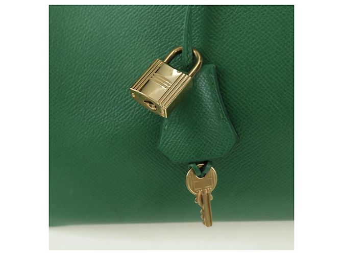 Hermès Borsa HERMES Birkin 35 in pelle verde oro Autentica 179183SAM D'oro - vista 14