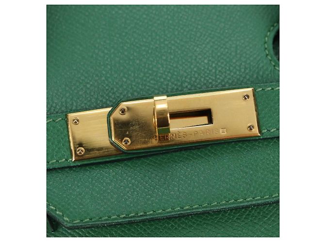 Hermès Borsa HERMES Birkin 35 in pelle verde oro Autentica 179183SAM D'oro - vista 15
