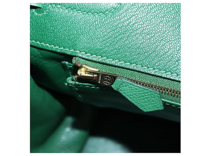 Hermès Borsa HERMES Birkin 35 in pelle verde oro Autentica 179183SAM D'oro - vista 20