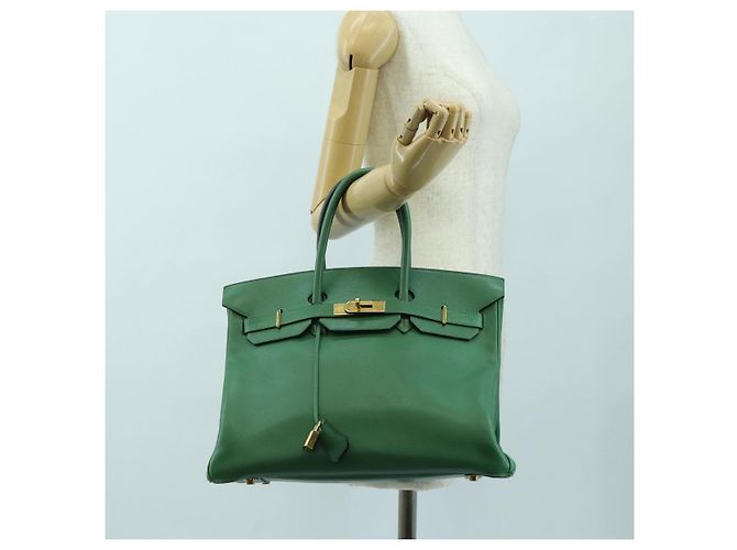 Hermès Borsa HERMES Birkin 35 in pelle verde oro Autentica 179183SAM D'oro - vista 23