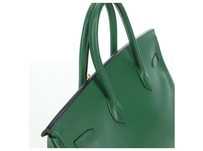 Hermès Borsa HERMES Birkin 35 in pelle verde oro Autentica 179183SAM D'oro - vista 6