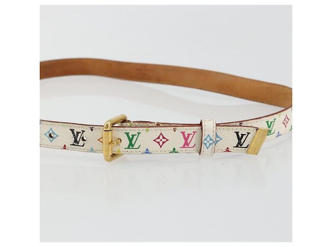 LOUIS VUITTON Monogram Multicolor Ceinture Care Belt White M9272W LV Auth 179316 Bianco - vista 5