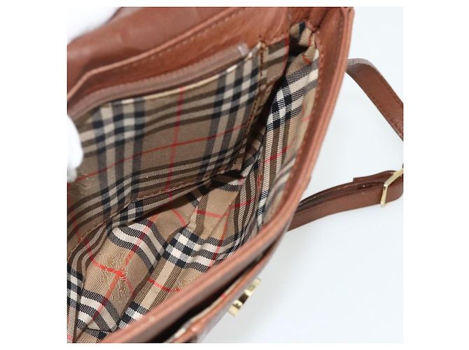 Borsa a Spalla Burberry in Pelle Marrone Oro Auth 180067 D'oro - vista 17