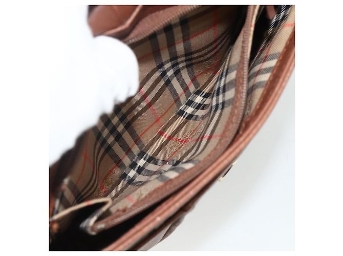 Borsa a Spalla Burberry in Pelle Marrone Oro Auth 180067 D'oro - vista 20