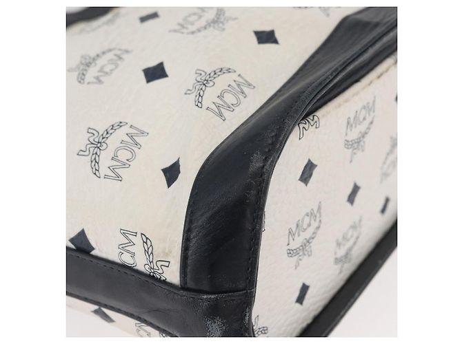 Borsa a tracolla MCM Vicetos Logogram PVC White Gold Auth hk3702 Bianco D'oro - vista 11