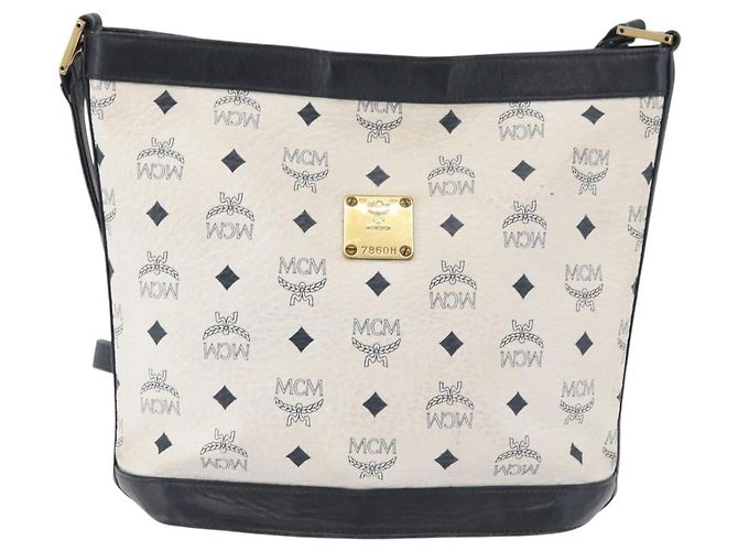 Borsa a tracolla MCM Vicetos Logogram PVC White Gold Auth hk3702 Bianco D'oro - vista 2