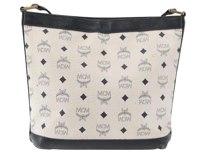 Borsa a tracolla MCM Vicetos Logogram PVC White Gold Auth hk3702 Bianco D'oro - vista 3
