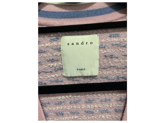 Sandro Lilafarbene Strickjacke mit Streifen Pink - Ansicht 2