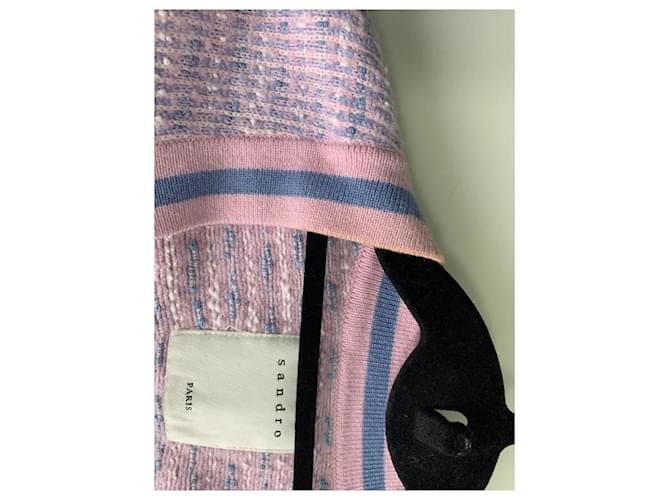 Sandro Lilafarbene Strickjacke mit Streifen Pink - Ansicht 3