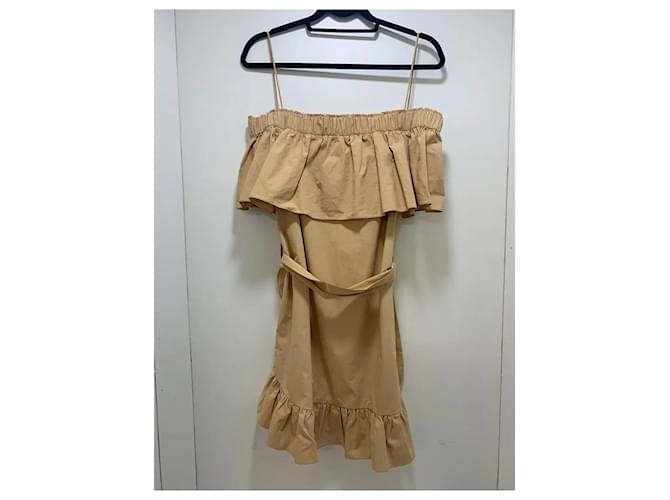 Sandro Vestido de algodón beige - vista 4