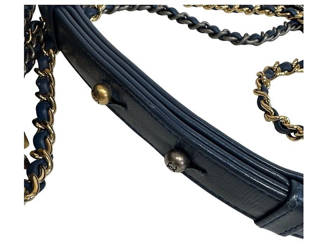 Borsa Hobo Chanel Gabrielle Small Blu - vista 7