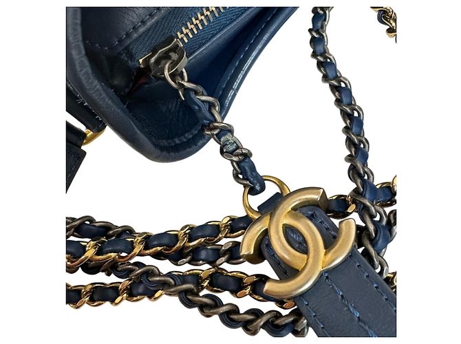 Borsa Hobo Chanel Gabrielle Small Blu - vista 8
