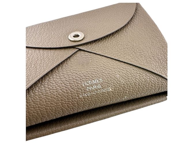 Hermès Monedero/Tarjetero HERMES Calvi Duo en Marrón Castaño Gris pardo - vista 8