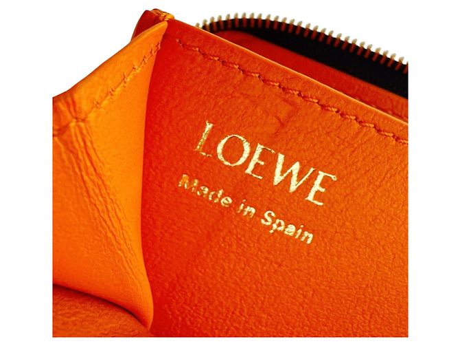 Loewe Black Round Zip Long Wallet Orange - view 10