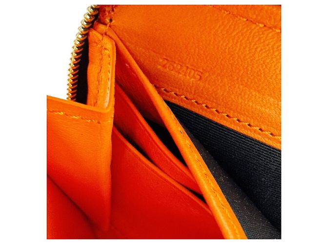 Loewe Black Round Zip Long Wallet Orange - view 11