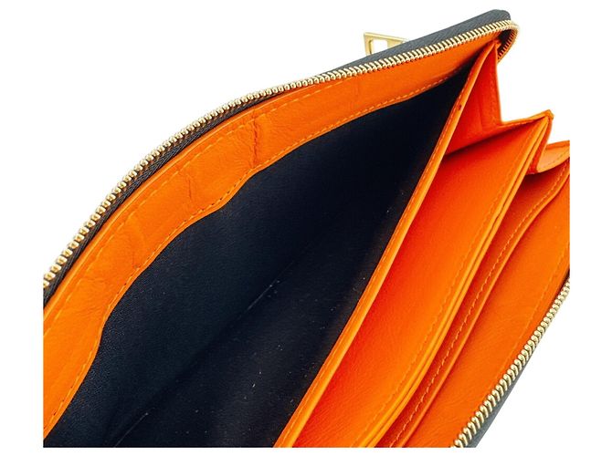 Loewe Black Round Zip Long Wallet Orange - view 12