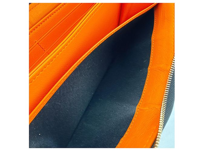 Loewe Black Round Zip Long Wallet Orange - view 13