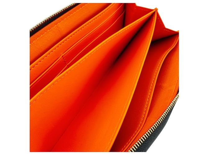Loewe Black Round Zip Long Wallet Orange - view 14
