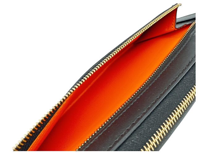 Loewe Black Round Zip Long Wallet Orange - view 15