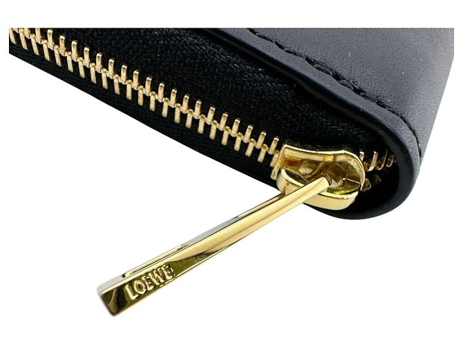 Loewe Black Round Zip Long Wallet Orange - view 7