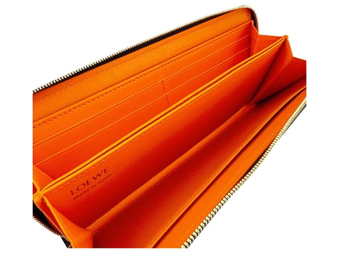 Loewe Black Round Zip Long Wallet Orange - view 9