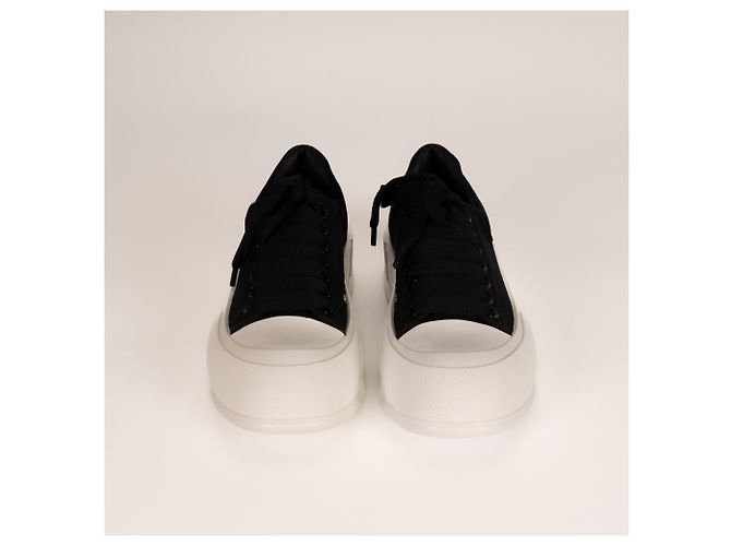Alexander McQueen Deck Lace-Up Plimsoll Canvas Black White Mujer EU 36 Negro Blanco - vista 8